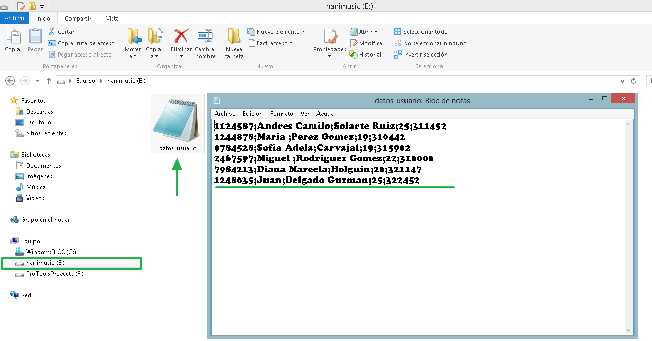 validando los datos exportados