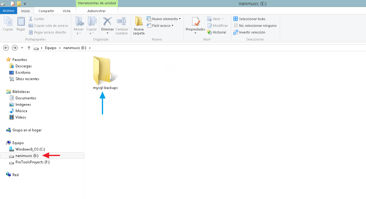 navegando a la carpeta de destino