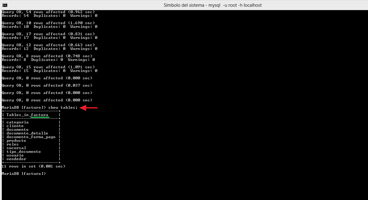 base de datos cargada correctamente