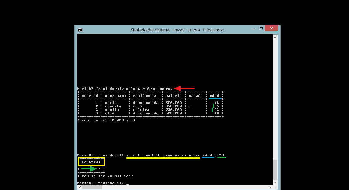 contar la cantidad de registros en una tabla mayores a