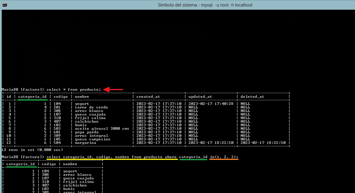 inclusion de valores tipo numerico