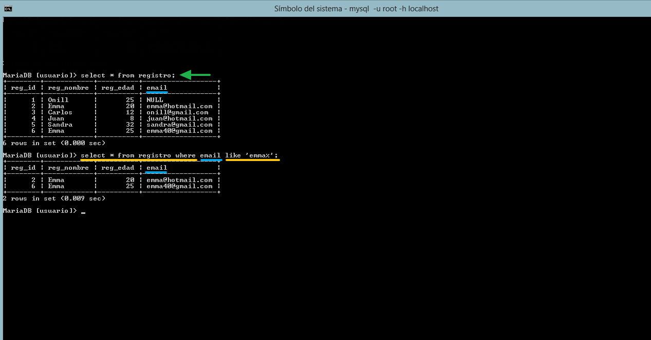 valores que inicien en