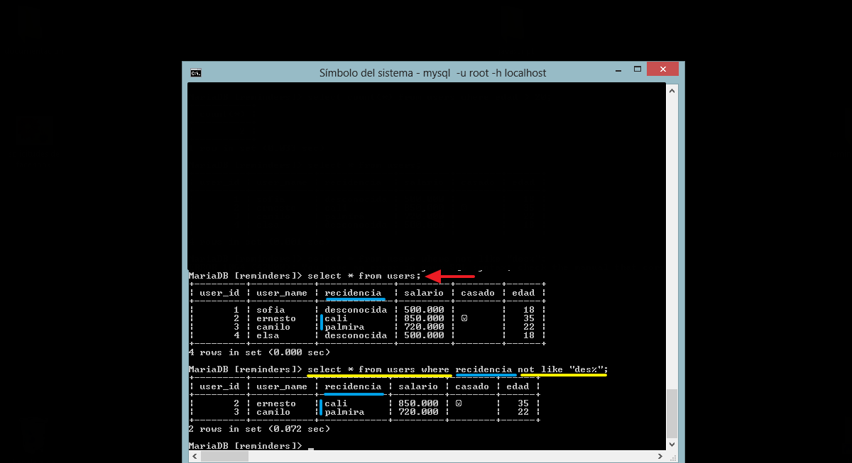 valores que no inicien en