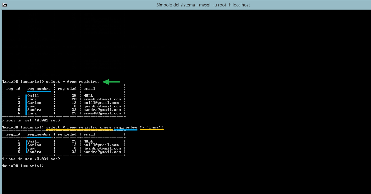 valores diferentes a