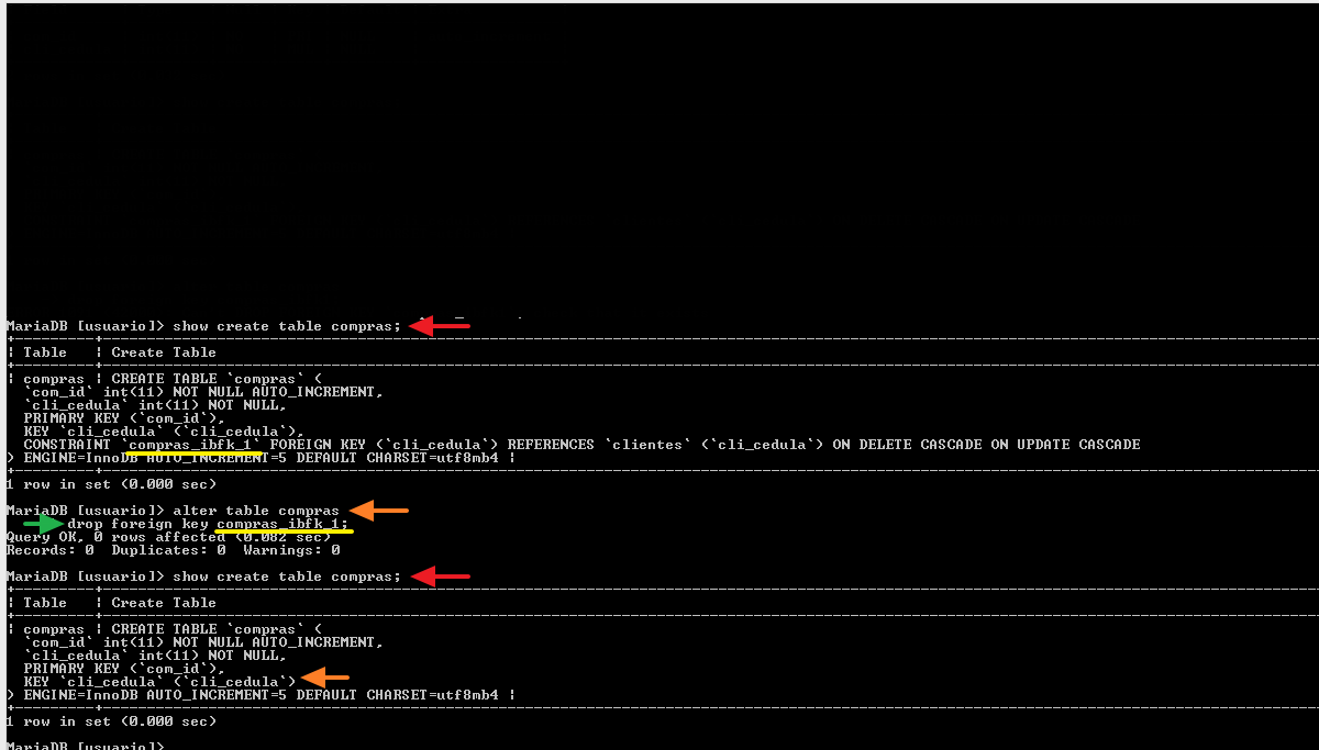 eliminando una llave foranea