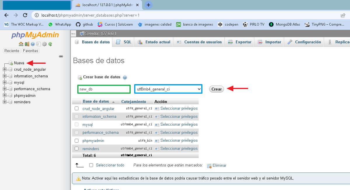 crear la base de datos