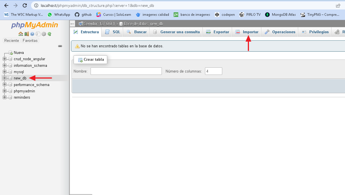 seleccionando la base de datos