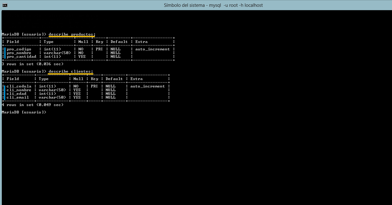estructura de las tablas a relacionar