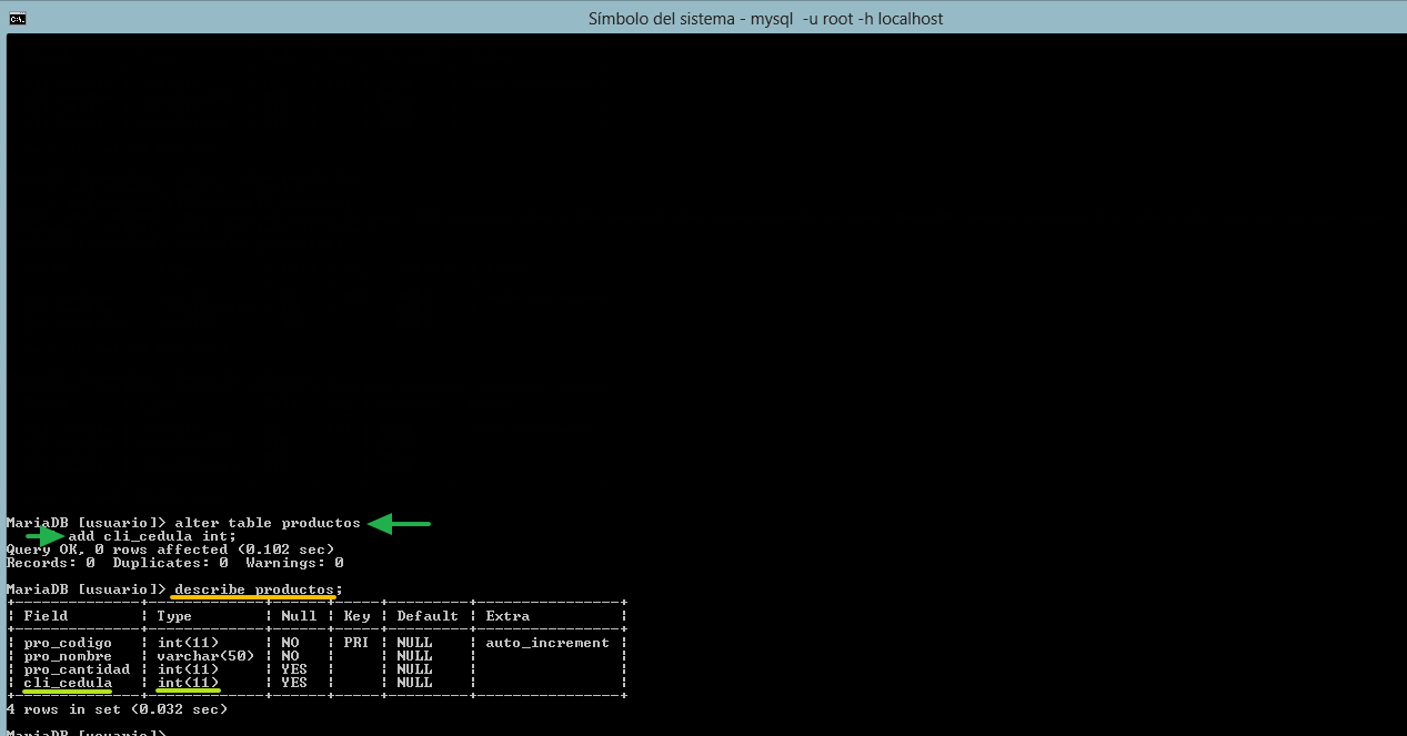 creando el campo para la llave foranea