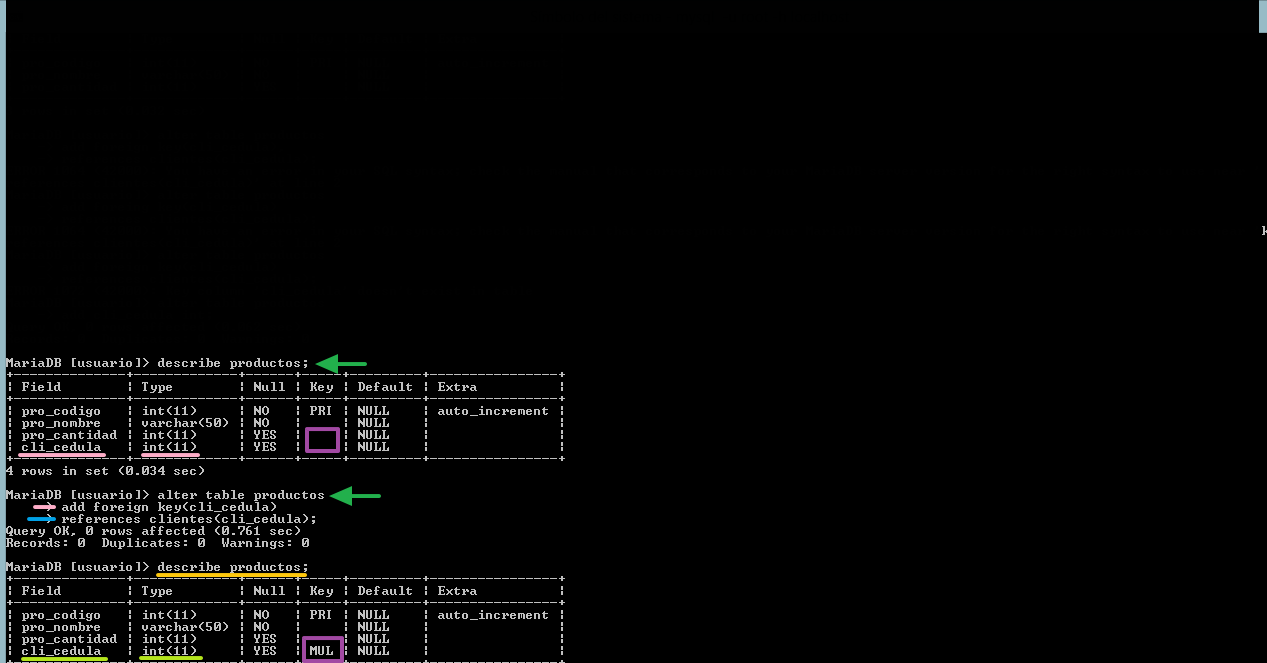 asignando la llave foranea al campo asignado